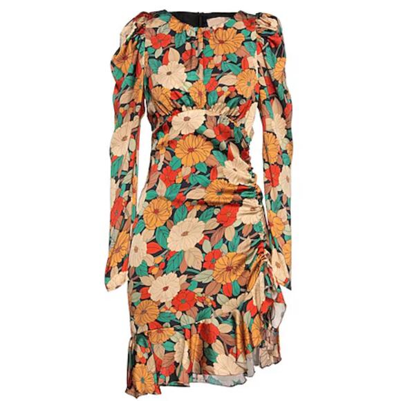 Aniye By Floral Satin Midi‎ Dress – Navy Blue, Made in Italy | EU 40 - Picture 1 of 9